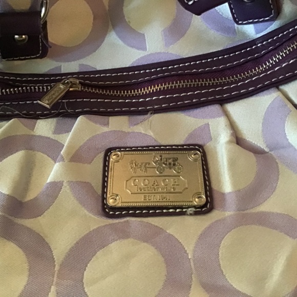 Coach Lilac Beige Signature Large Tote Handbag - Picture 2 of 6